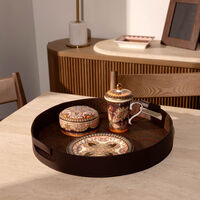 إيترو صينية أرنيكا المستديرة للتقديم باللون البني 43 سم