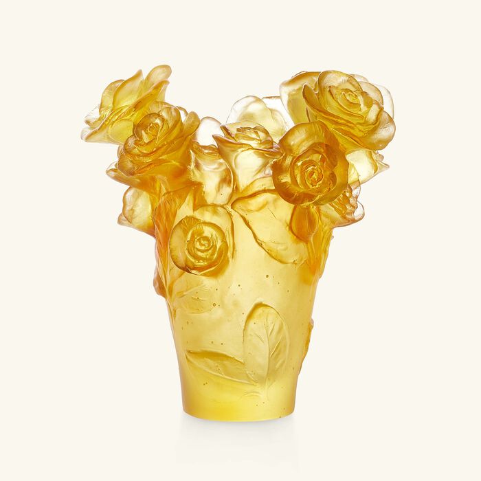 daum rose passion vase small yellow