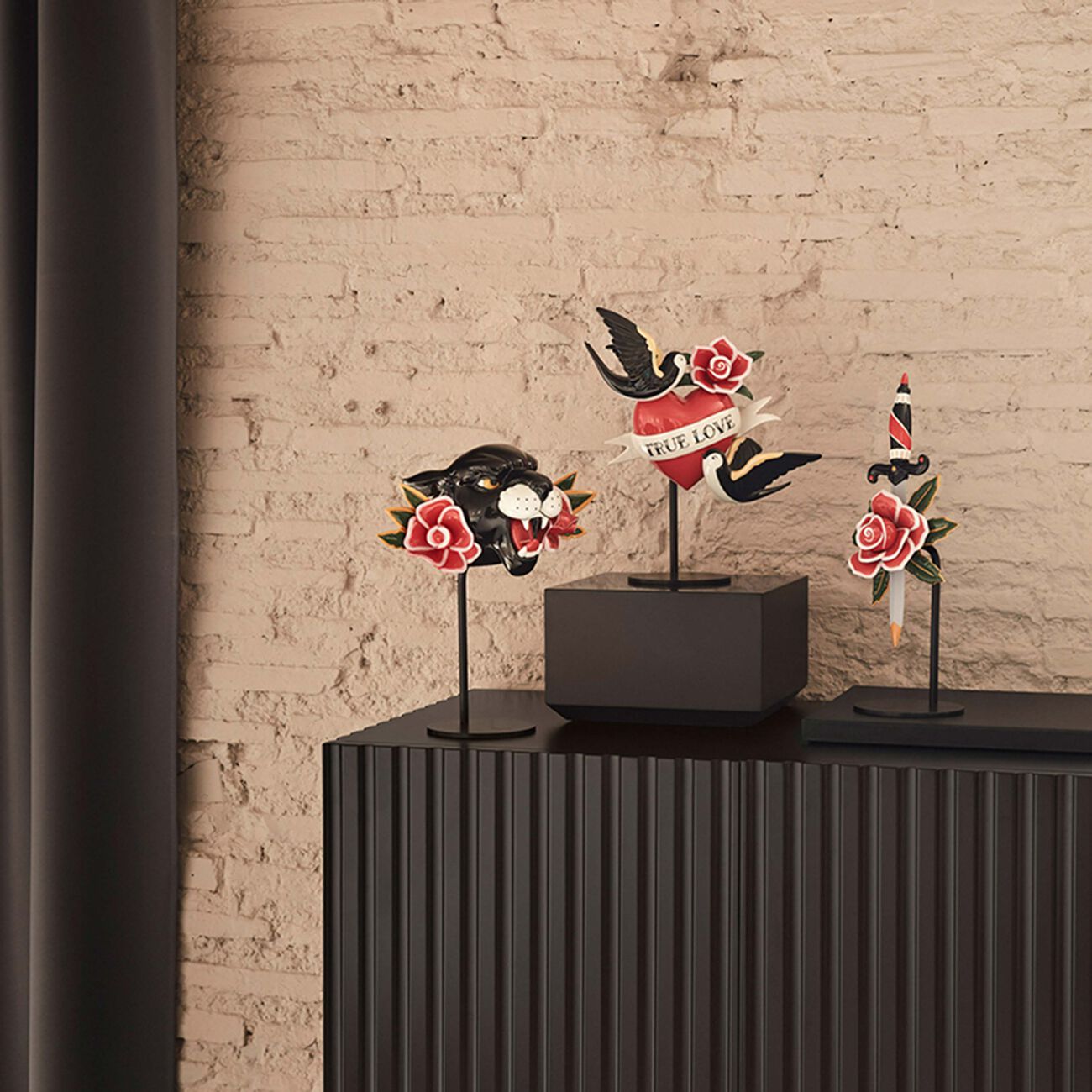 lladro dagger and rose sculpture medium red