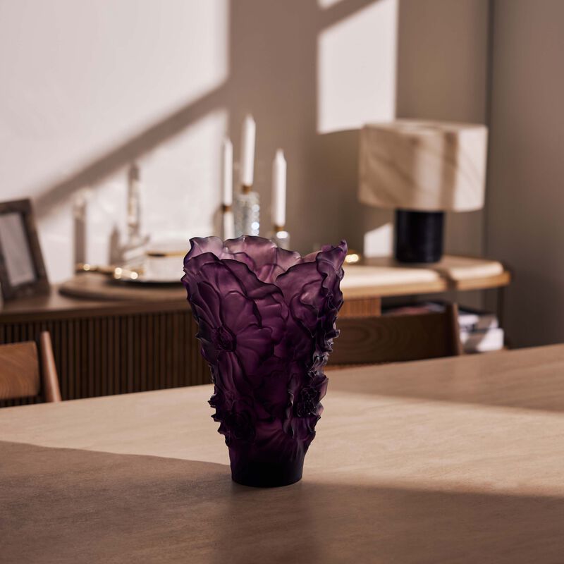 daum camellia vase large purple