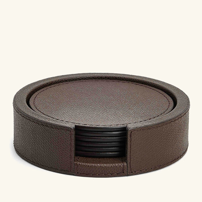 Tao Coasters Holder Round Brown with 6 Coasters giobagnara tao coasters holder round brown with 6 coasters