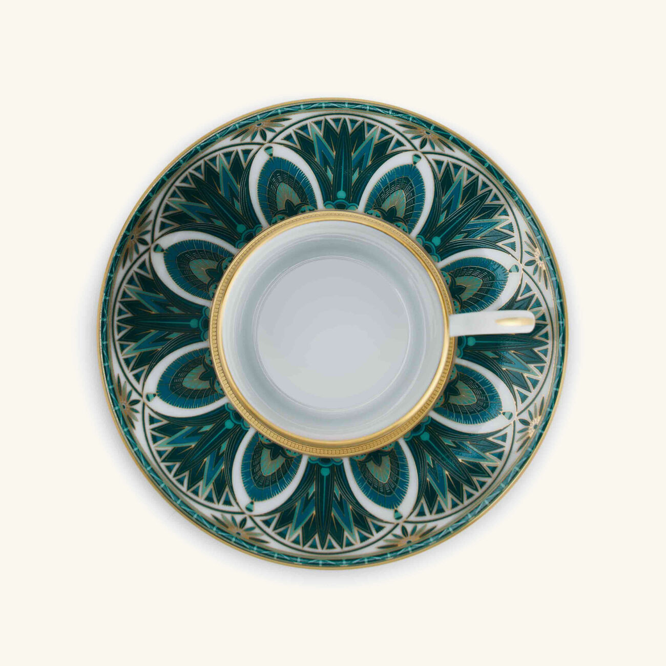 هافيلاند طقم ريف دو نيل المؤلف من 4 فناجين للقهوة مع صحونها باللون الأخضر