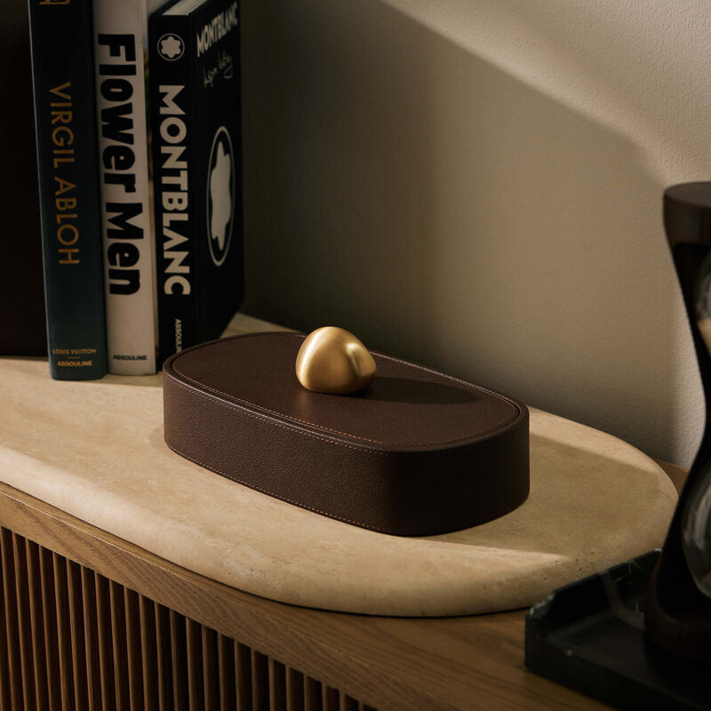 assouline pebble trinket box brown