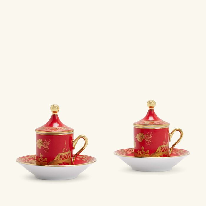 ginori 1735 oriente italiano tea set with tray red 7 pieces