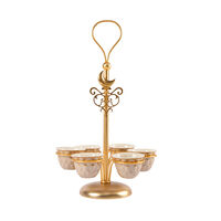 Peacock Extravaganza Gold & Caramel Arabic Coffee Cup Holder, small