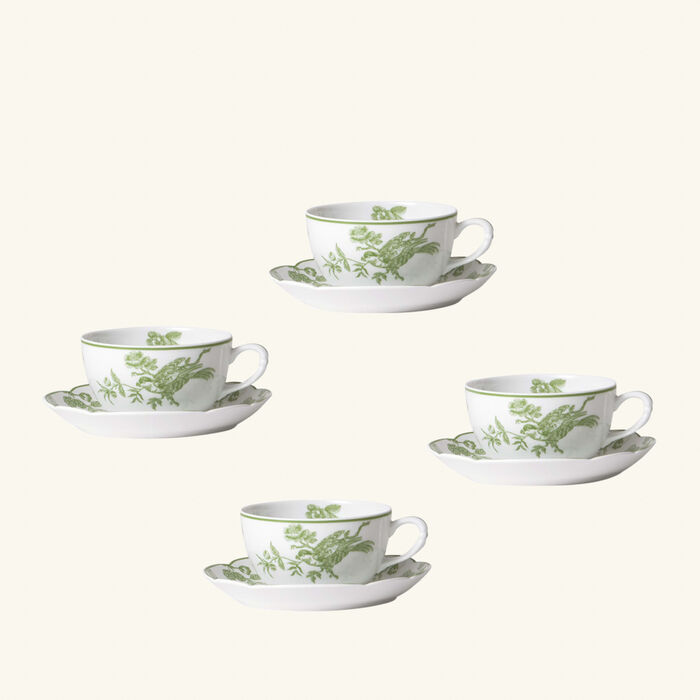 Albertine Tea Cup & Saucer White Set Of 4 bernardaud albertine tea cup saucer white set of 4