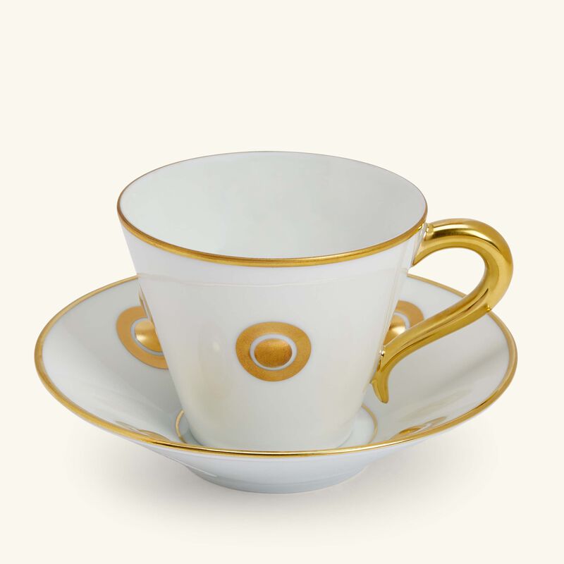 bernardaud ithaque or tea cup   saucer gold set of 6