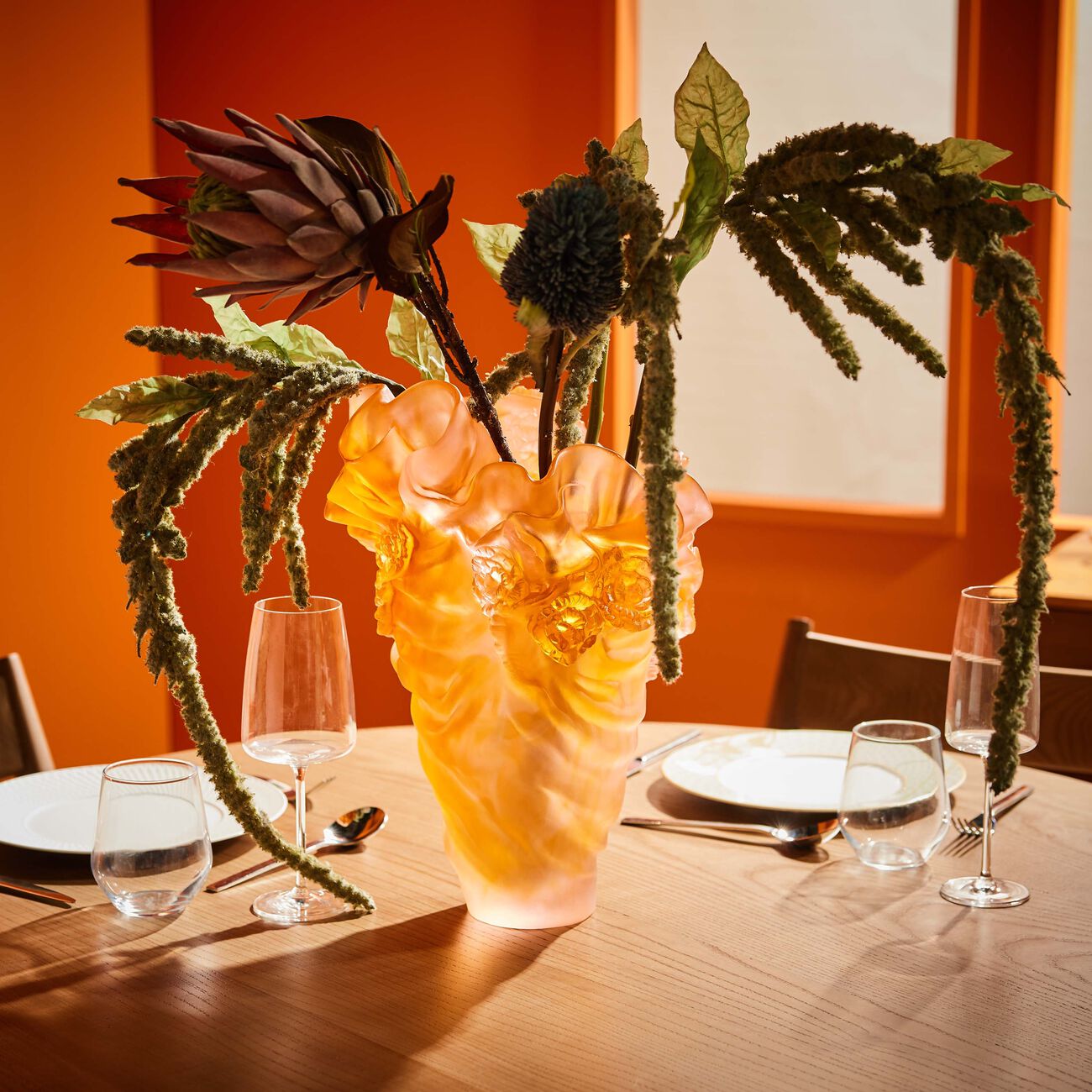 Rose Royale Vase Large Orange Limited Edition daum rose royale vase large orange limited edition