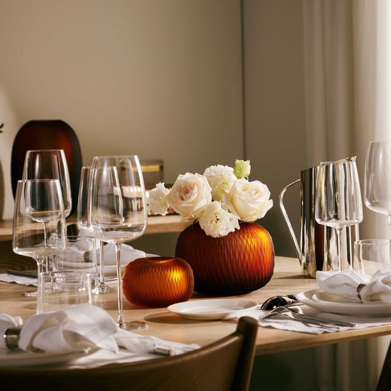 ruckl metamorphosis vase round mini amber