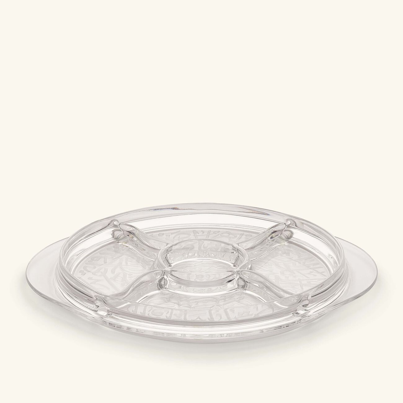 dimlaj thuluth divider serving platter oval clear 36cm