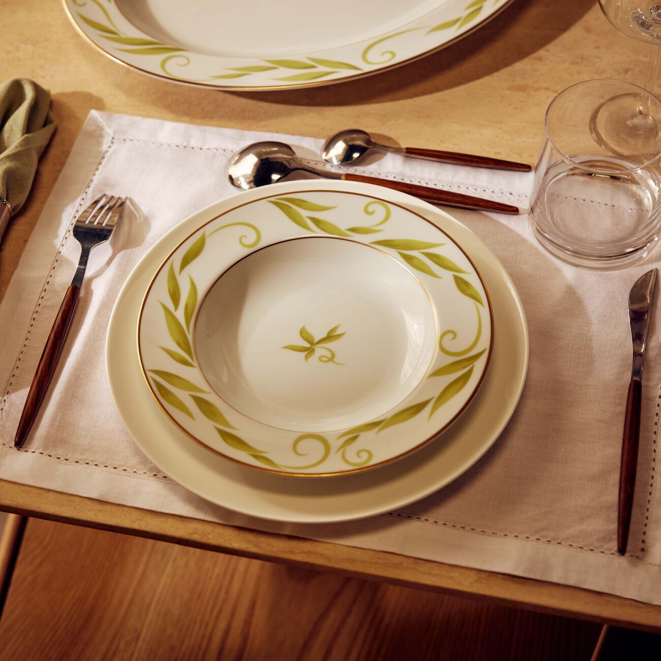 bernardaud frivole soup plate round green