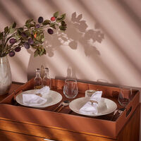 رالف لورين هوم صينية الضيافة وايت مستطيلة كبير جدًا بنية