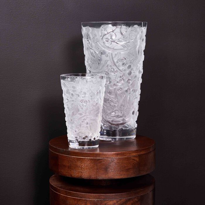Merles et Raisins Vase Medium Clear lalique merles et raisins vase medium clear
