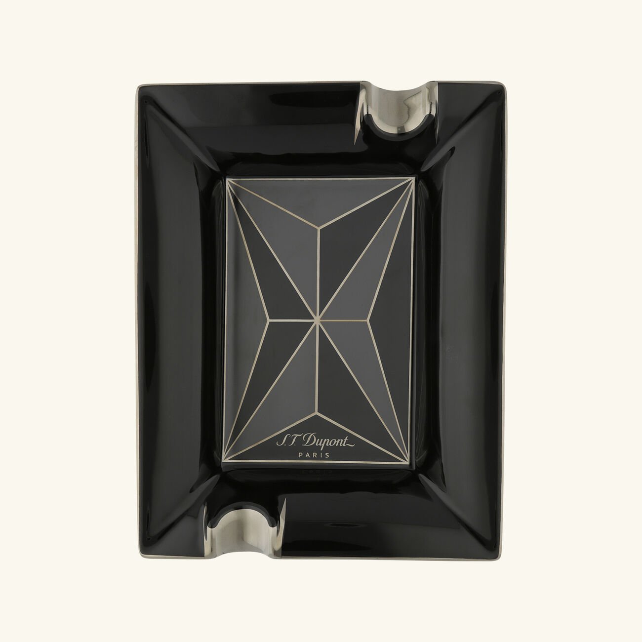 st dupont fire x ashtray rectangular large black