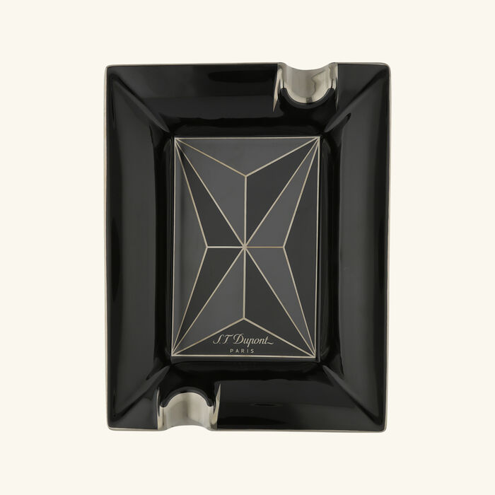 st dupont fire x ashtray rectangular large black