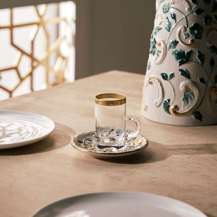 villari taormina arabic tea cup   saucer green