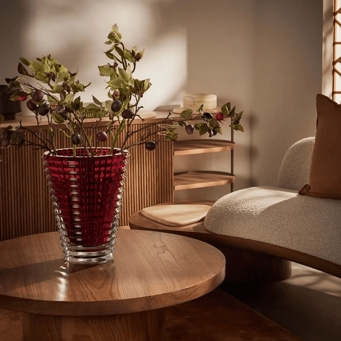 باكارا مزهرية آي دائرية كبيرة حمراء