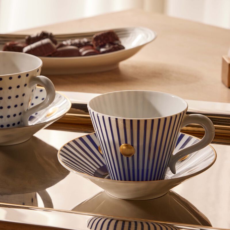 bernardaud delphos et knossos tea cup   saucer blue set of 2