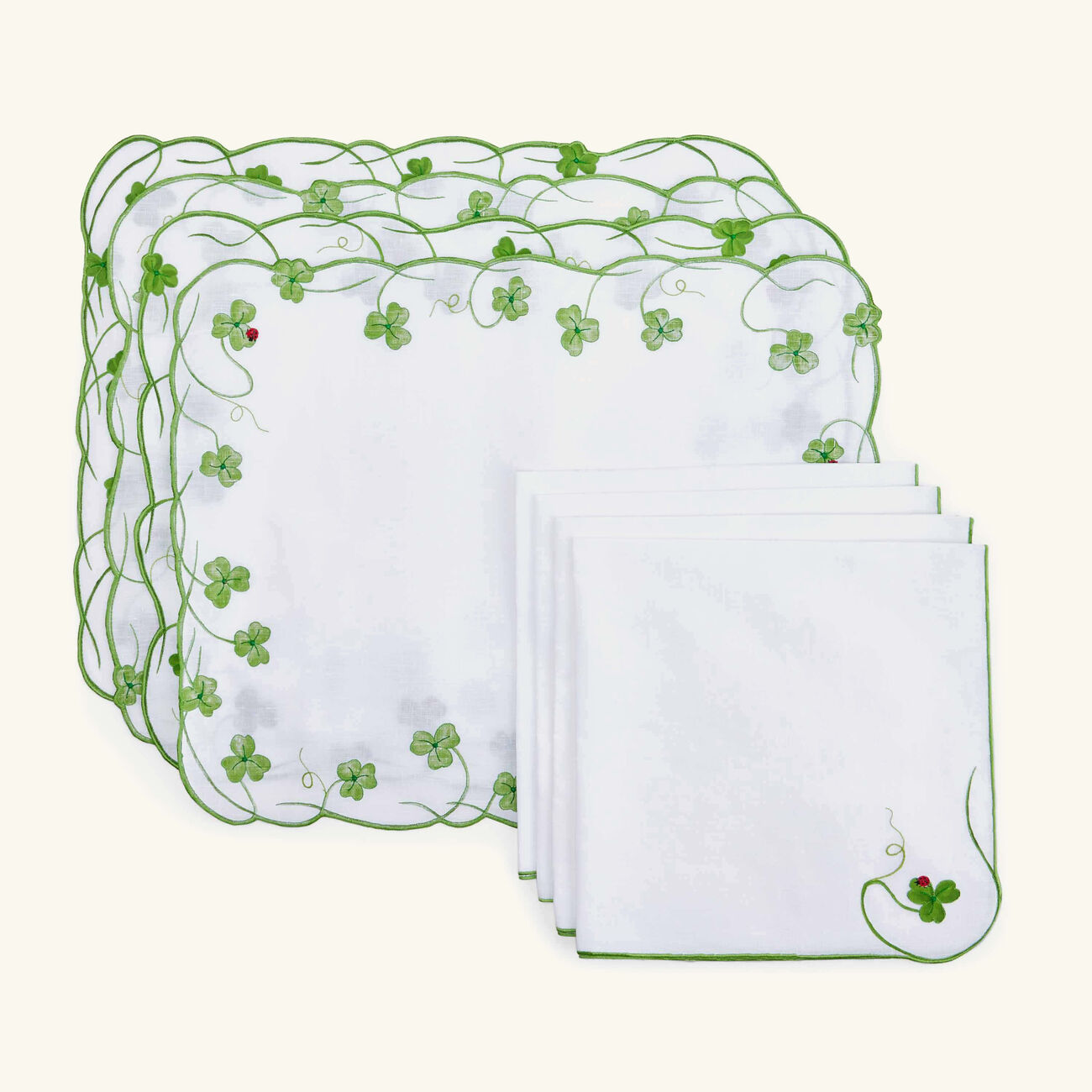 Lucky Placemat & Napkin Green Set Of 4 atelier houriatazi lucky placemat napkin green set of 4