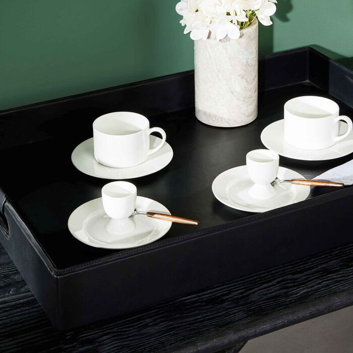 رالف لورين هوم صينية الضيافة وايت مستطيلة كبير جدًا سوداء