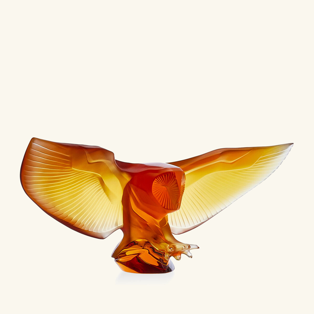 لاليك منحوتة على شكل بومة حظيرة صغيرة صفراء