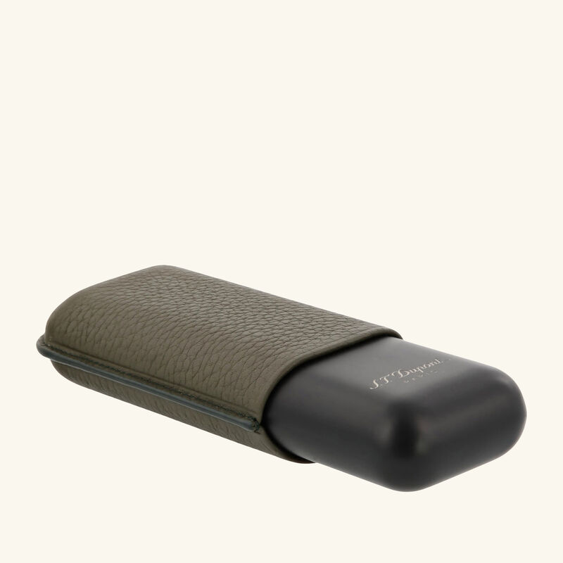 Double Cigar Case Green st dupont double cigar case green