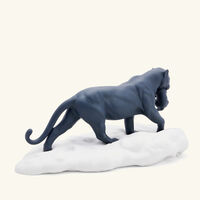 lladro black panther with cub sculpture small black