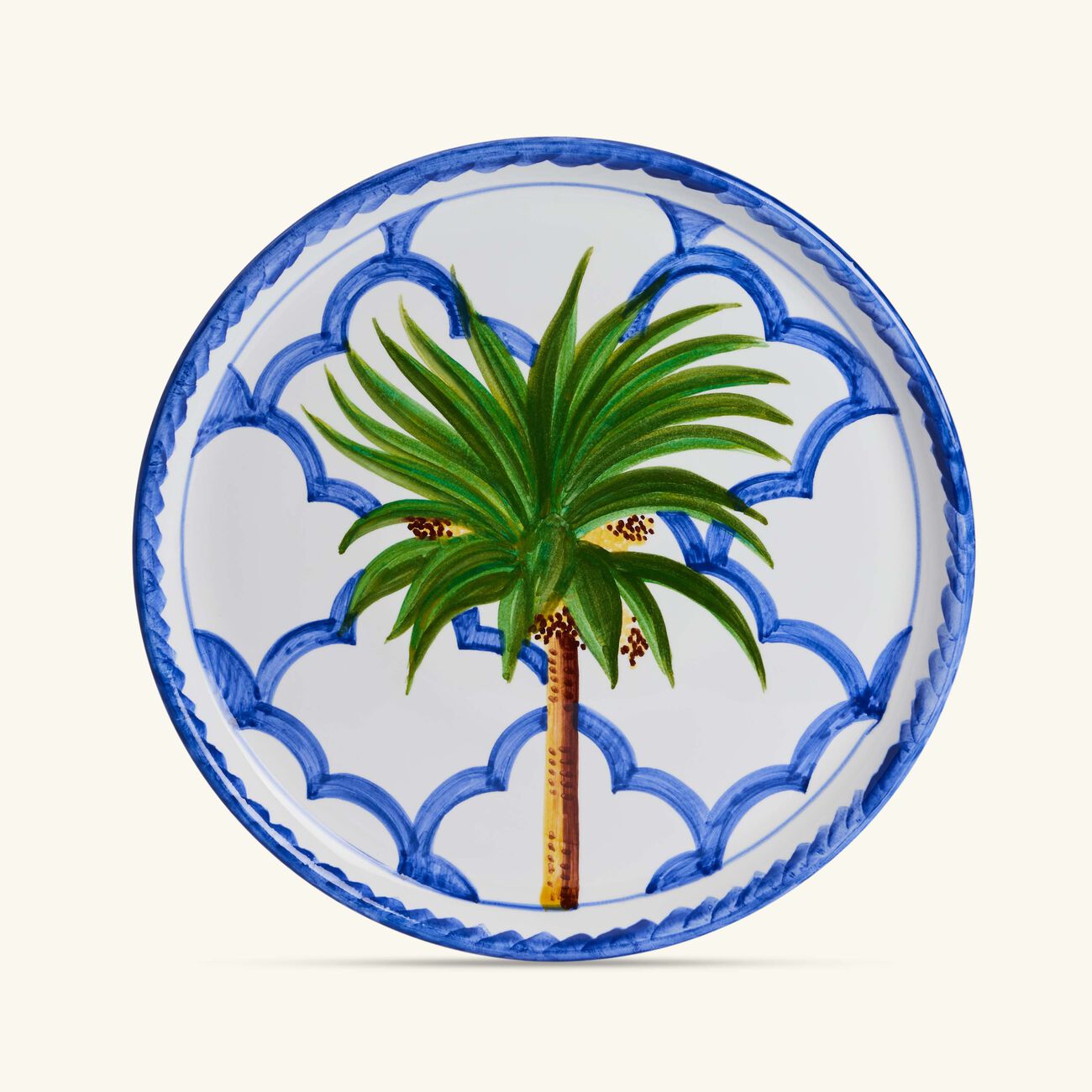 les ottomans ottomans palm dinner plate round blue 28cm