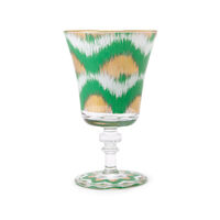 Ikat Green And Gold Glass Goblet, small