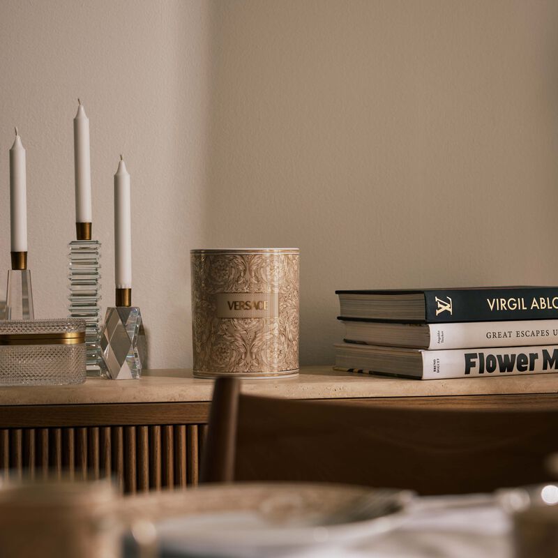 Barocco Beige Vase Round Small versace barocco beige vase round small