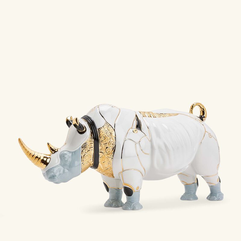 Rhino Cyborg Sculpture Medium White lladro rhino cyborg sculpture medium white