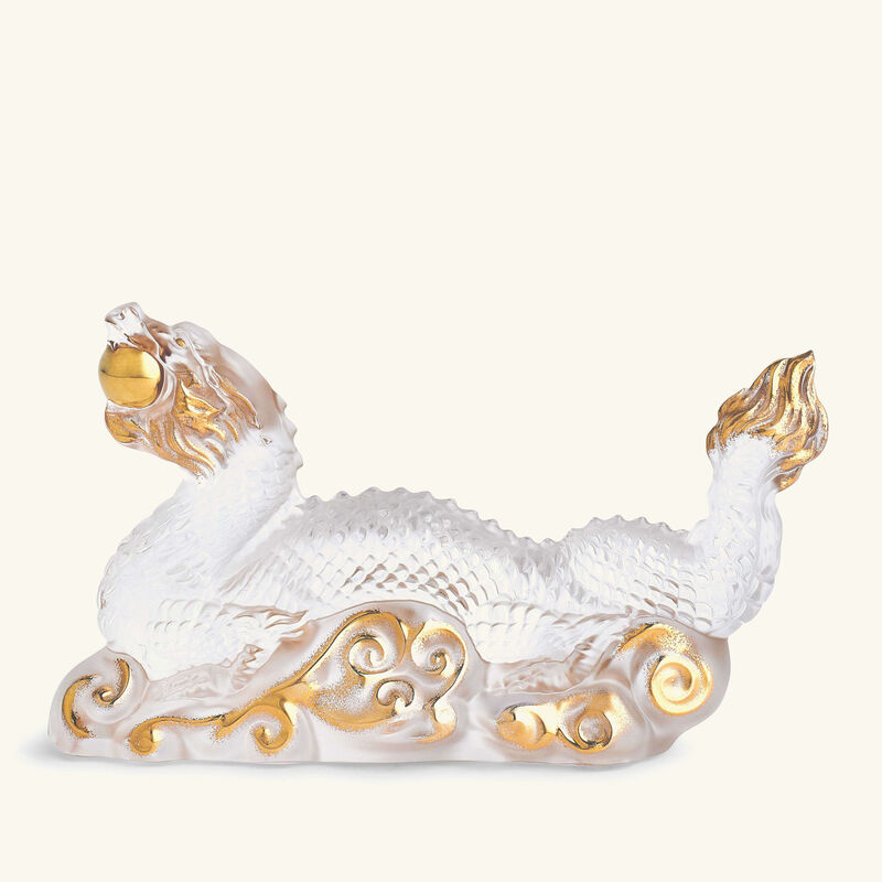 Tianlong Dragon Sculpture Small Gold lalique tianlong dragon sculpture small gold