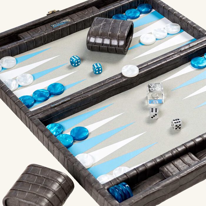vido anthracite alligator backgammon set medium