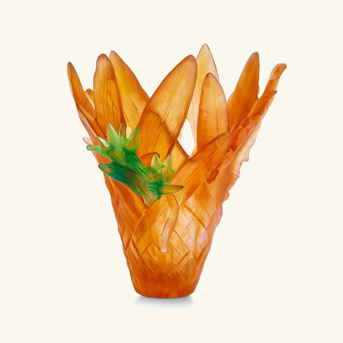 daum tressage paradis vase medium orange
