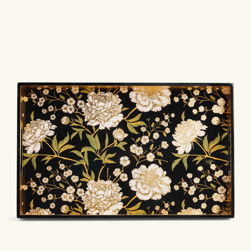 Lacquered Tray Rectangular Large Black les ottomans lacquered tray rectangular large black