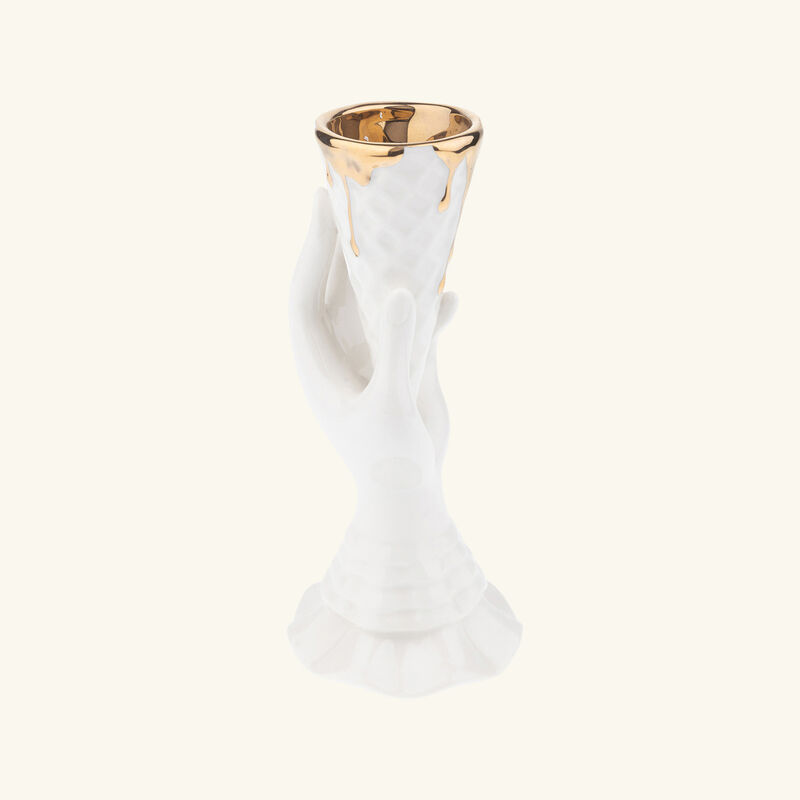 Gilded I-Scream Vase Small White jonathan adler gilded i scream vase small white