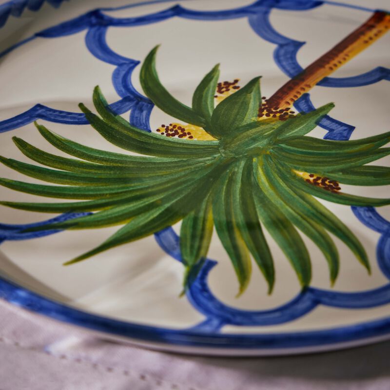 les ottomans ottomans palm dinner plate round blue 28cm