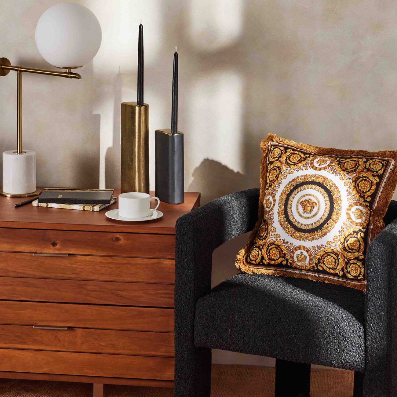 versace crete de fleur silk pillow