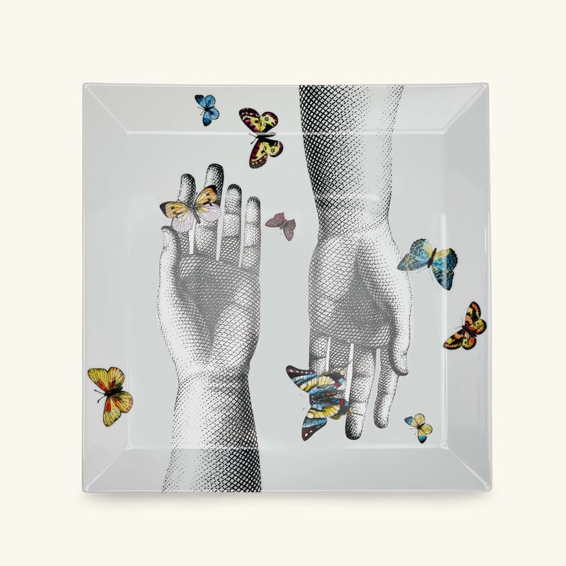 Mani e Farfalle Trinket Tray Square White fornasetti mani e farfalle trinket tray square white