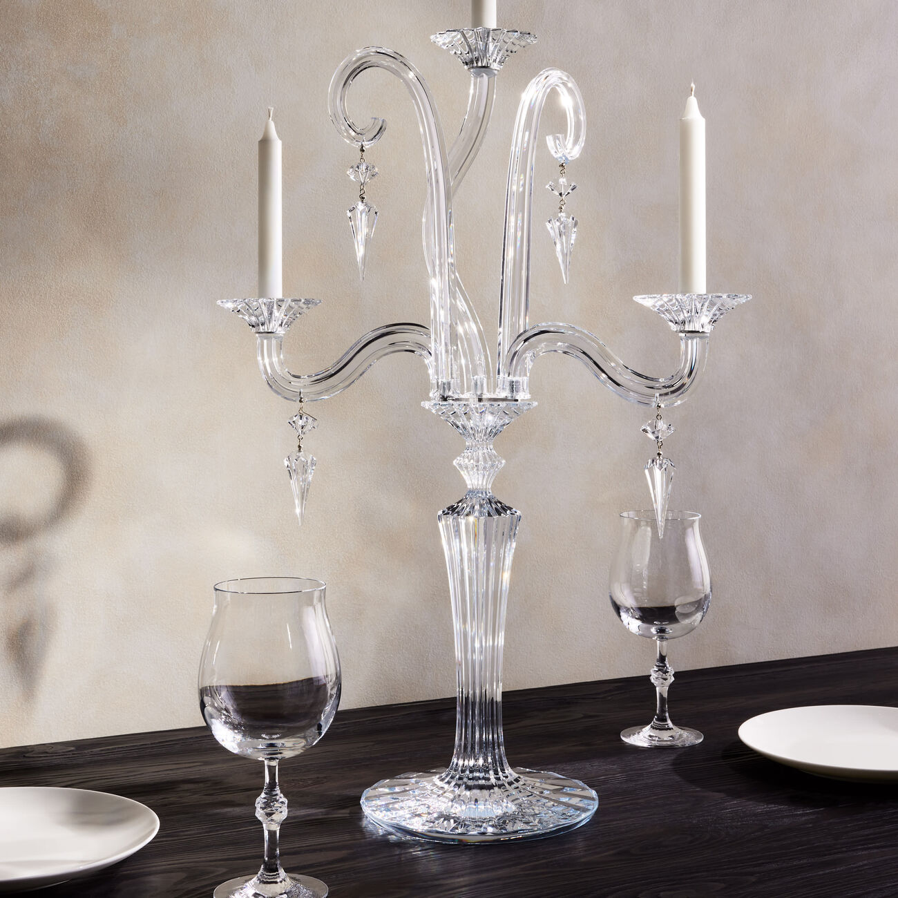 baccarat mille nuits candlelabra clear 3 candles