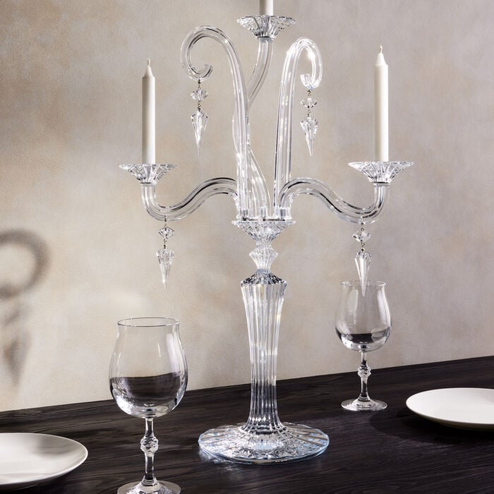 Mille Nuits Candlelabra Clear 3 Candles baccarat mille nuits candlelabra clear 3 candles