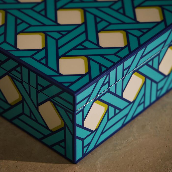 jonathan adler basketweave decorative box medium blue