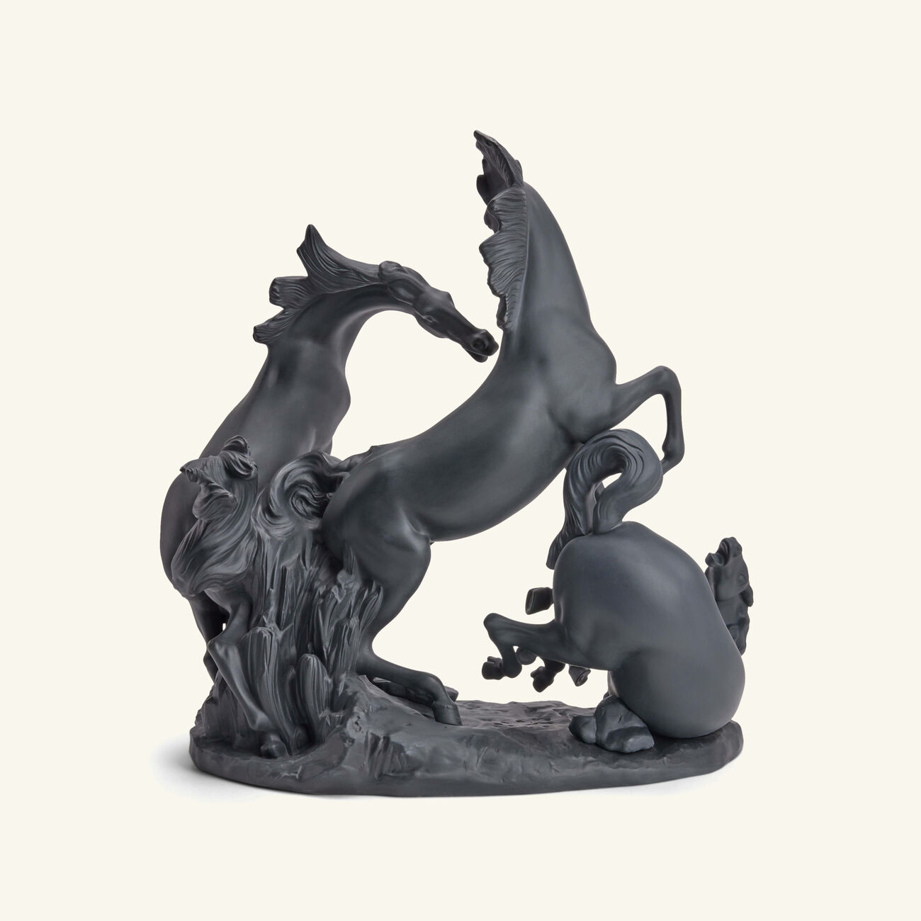 Horses' Group Sculpture Large Black lladro horses group sculpture large black