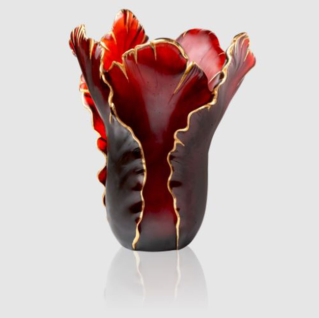 daum tulip magnum vase large red limited edition