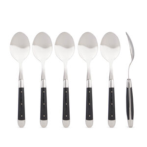Set of 6 - Black Handle Soup Spoons, medium
