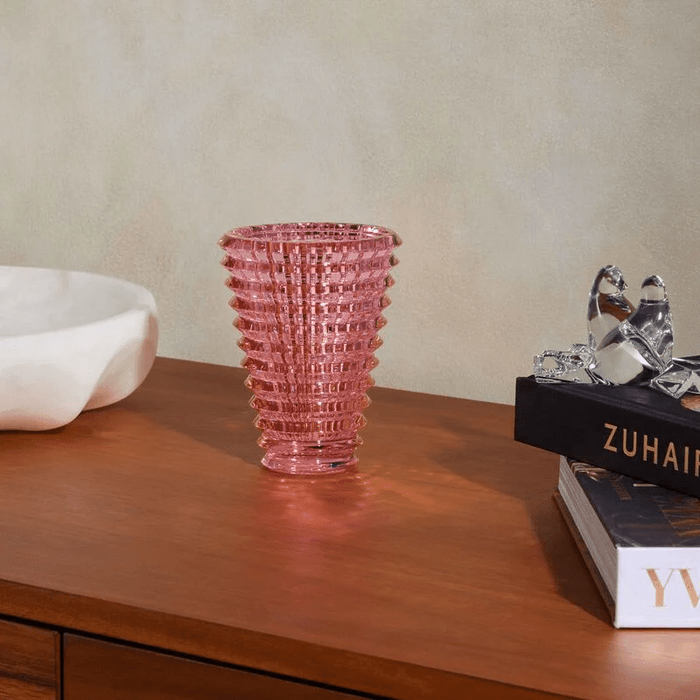 باكارا مزهرية آي دائرية صغيرة وردية