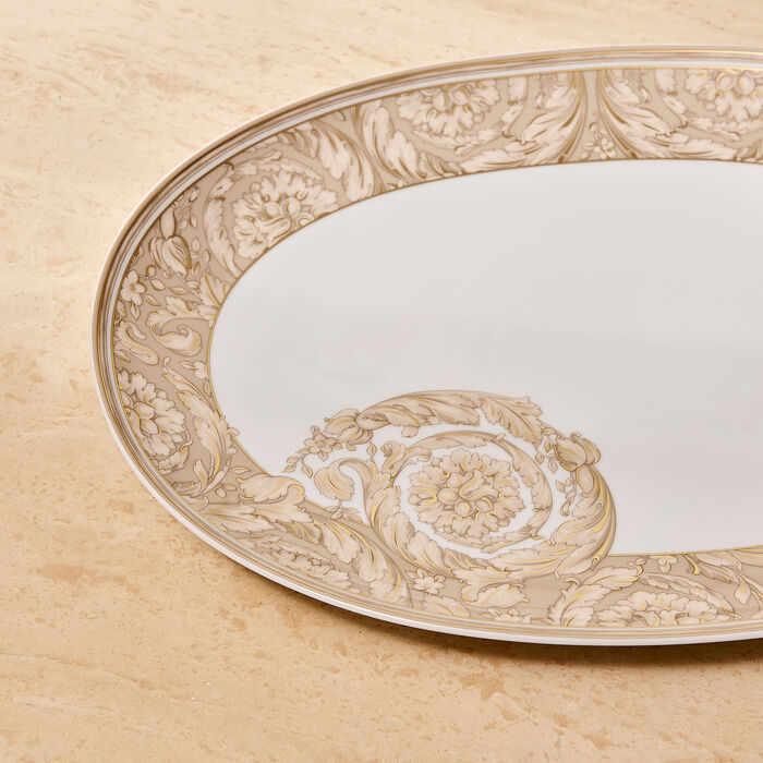 Barocco Serving Platter Oval Beige 38cm versace barocco serving platter oval beige 38cm