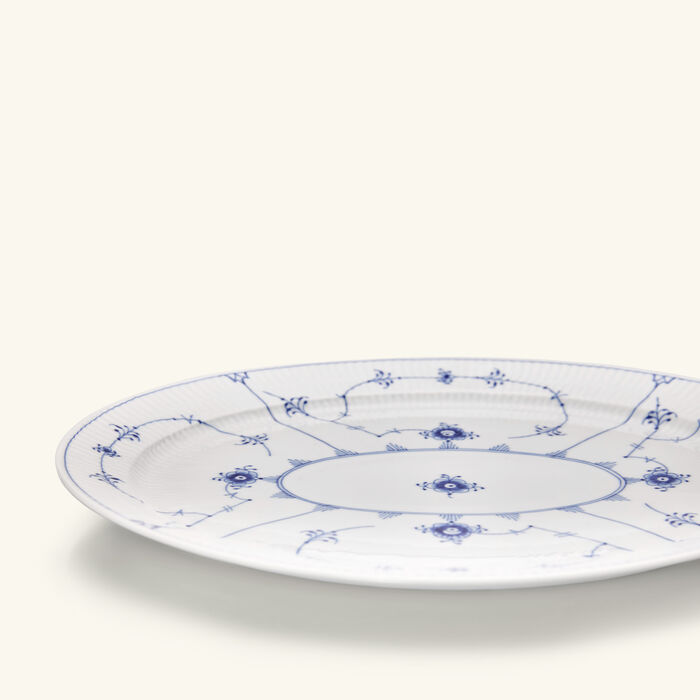 رويال كوبنهاغن طبق التقديم بلو فلوتد بلاين بيضاوي أبيض 35 سم