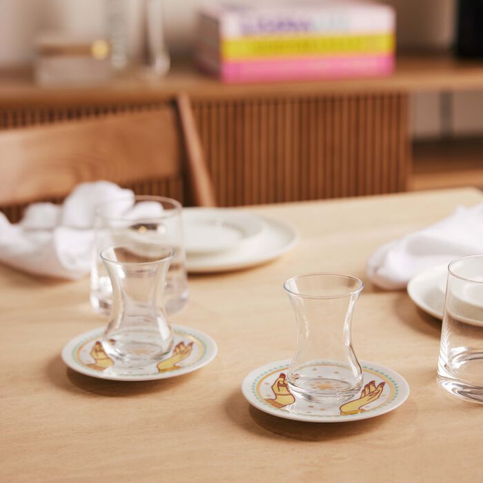 silsal hessa tea cup   saucer clear set of 6