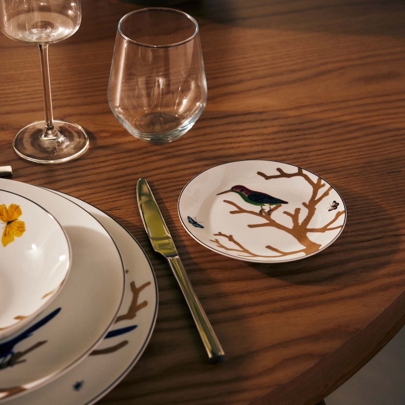 bernardaud aux oiseaux bread   butter plate round gold 14cm